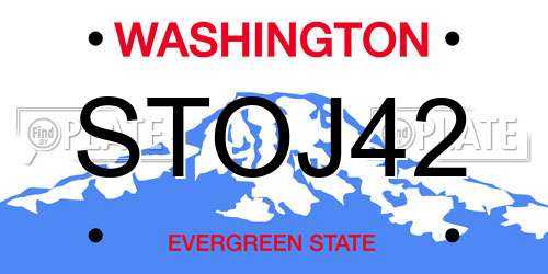 STOJ42 Washington License Plate