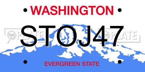 STOJ47 Washington License Plate