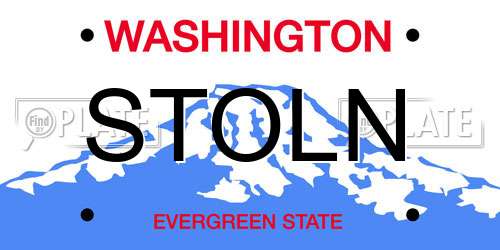 STOLN Washington License Plate