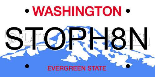 STOPH8N Washington License Plate