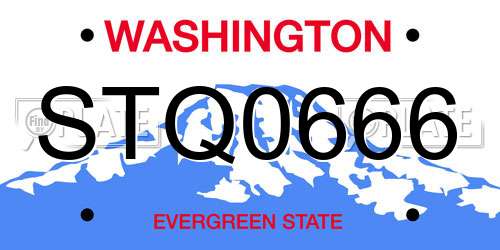 STQ0666 Washington License Plate