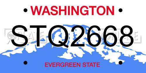 STQ2668 Washington License Plate