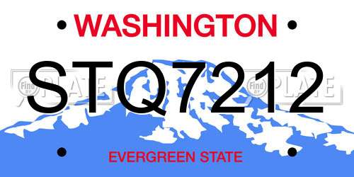 STQ7212 Washington License Plate