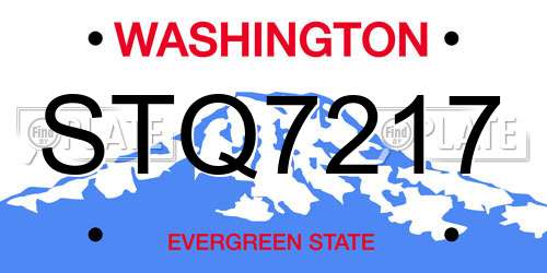 STQ7217 Washington License Plate