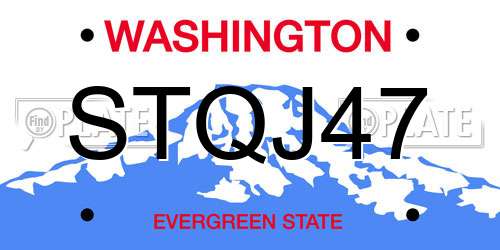 STQJ47 Washington License Plate