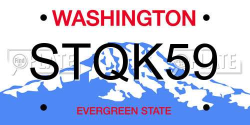 STQK59 Washington License Plate