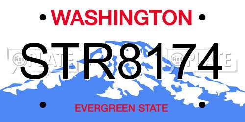 STR8174 Washington License Plate