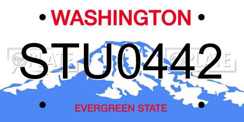 STU0442 Washington License Plate