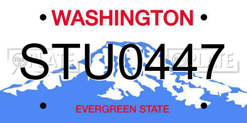 STU0447 Washington License Plate