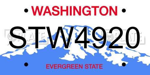 STW4920 Washington License Plate