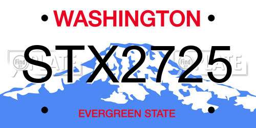 STX2725 Washington License Plate