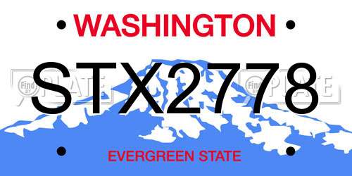 STX2778 Washington License Plate