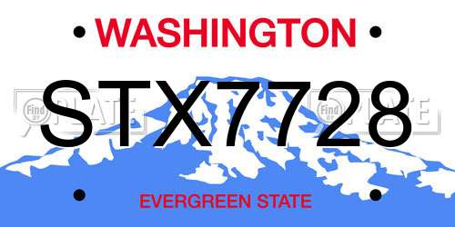 STX7728 Washington License Plate