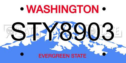 STY8903 Washington License Plate