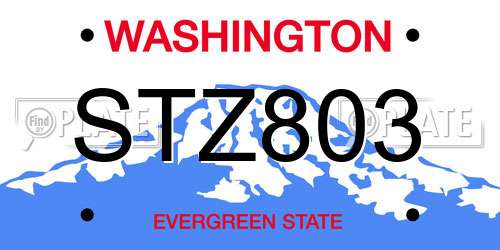 STZ803 Washington License Plate