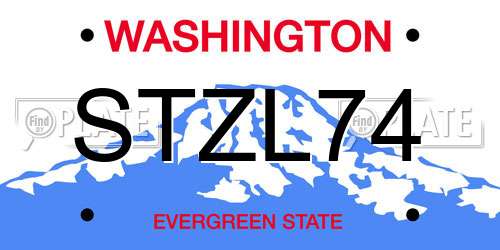 STZL74 Washington License Plate