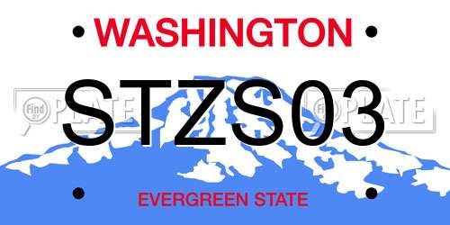 STZS03 Washington License Plate