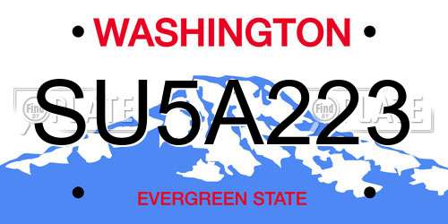 SU5A223 Washington License Plate