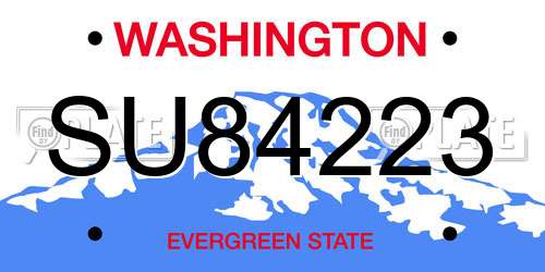 SU84223 Washington License Plate