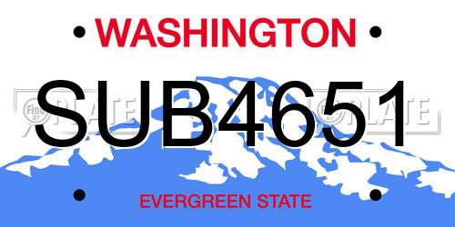 SUB4651 Washington License Plate