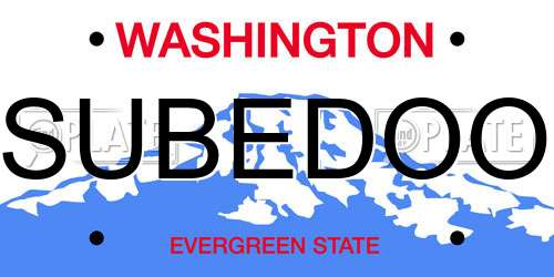 SUBEDOO Washington License Plate