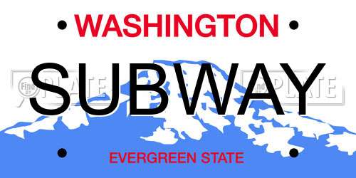 SUBWAY Washington License Plate
