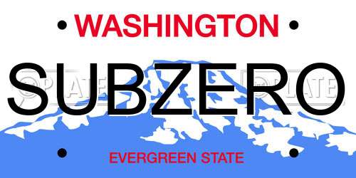 SUBZERO Washington License Plate