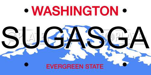 SUGASGA Washington License Plate