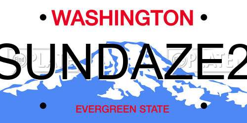 SUNDAZE2 Washington License Plate