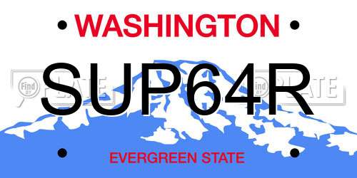 SUP64R Washington License Plate
