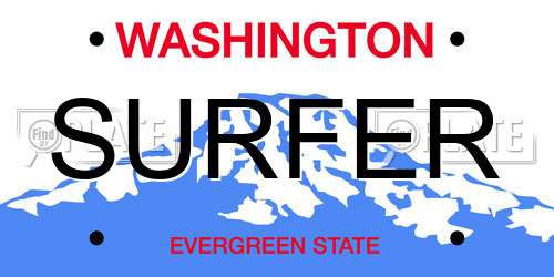 SURFER Washington License Plate