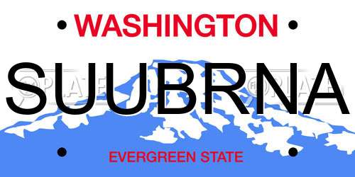 SUUBRNA Washington License Plate