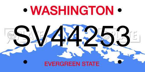 SV44253 Washington License Plate