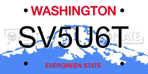 SV5U6T Washington License Plate