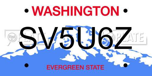 SV5U6Z Washington License Plate