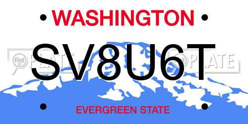 SV8U6T Washington License Plate