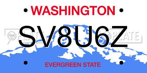 SV8U6Z Washington License Plate