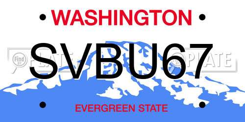 SVBU67 Washington License Plate