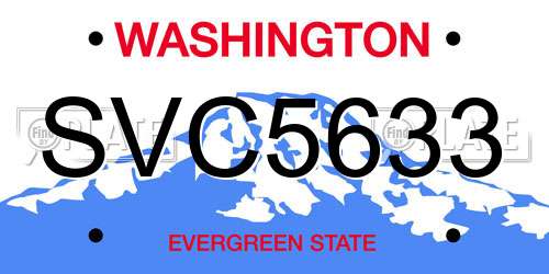 SVC5633 Washington License Plate