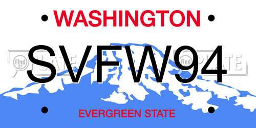 SVFW94 Washington License Plate
