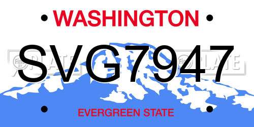 SVG7947 Washington License Plate