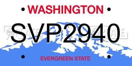 SVP2940 Washington License Plate