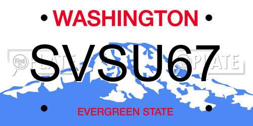 SVSU67 Washington License Plate
