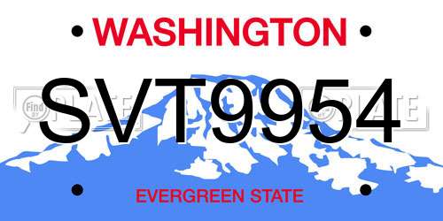 SVT9954 Washington License Plate