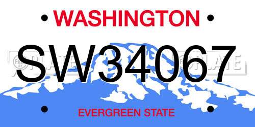 SW34067 Washington License Plate