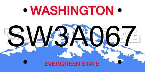 SW3A067 Washington License Plate