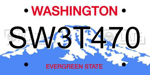 SW3T470 Washington License Plate