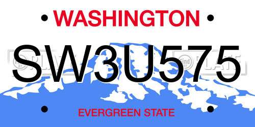 SW3U575 Washington License Plate