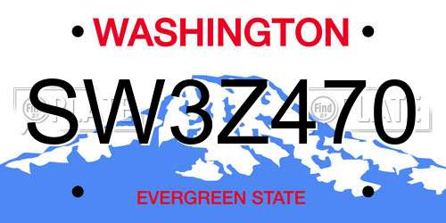 SW3Z470 Washington License Plate