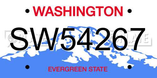 SW54267 Washington License Plate